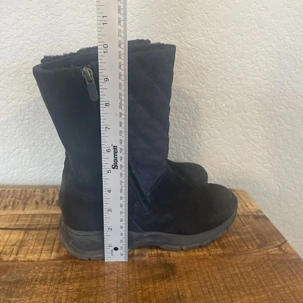 Lands End Women's Quilted Suede All Weather Boots Dark Blue Size 7.5 D Winter